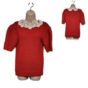 Bramble Lane Vintage 70s Chunky Knit Short Sleeve Sweater Size Medium NWT